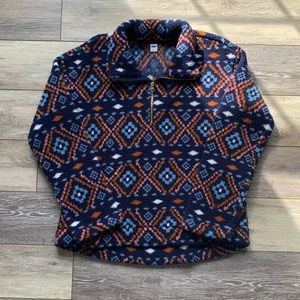 Old Navy Patterned Sherpa Quarter Zip Pullover (M)